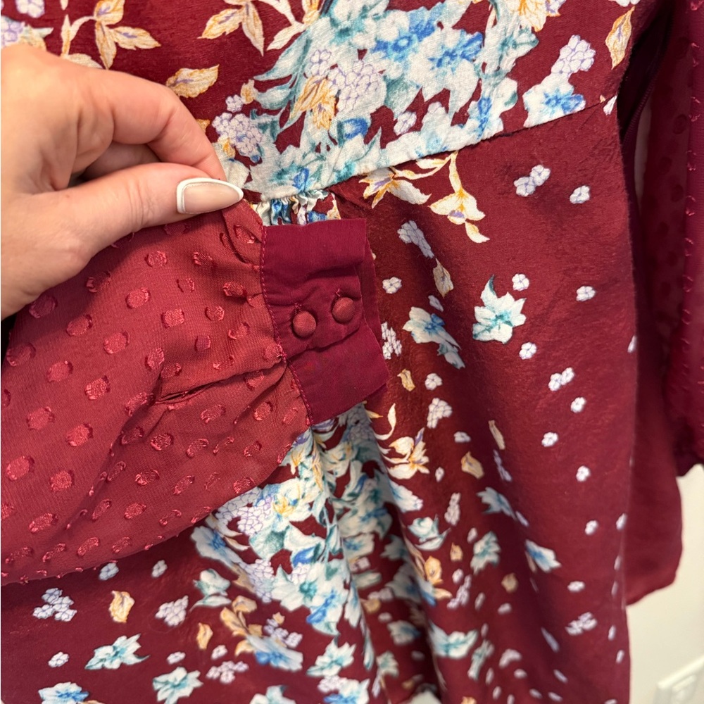 Free People Burgundy Textured Top